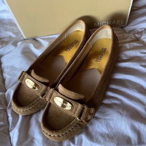 Michael Kors Brown Loafers with Gold Accents